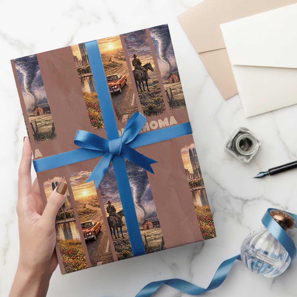 The Sooner State Pride Wrapping Paper Roll Gift for Oklahomans TS12 Mocha Print Your Wear