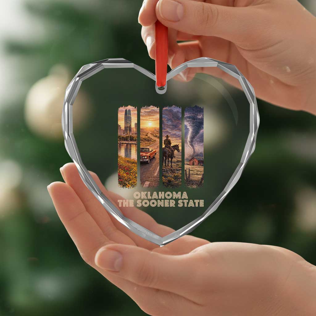 The Sooner State Pride Heart Crystal Glass Ornament Gift for Oklahomans TS12 Print Your Wear