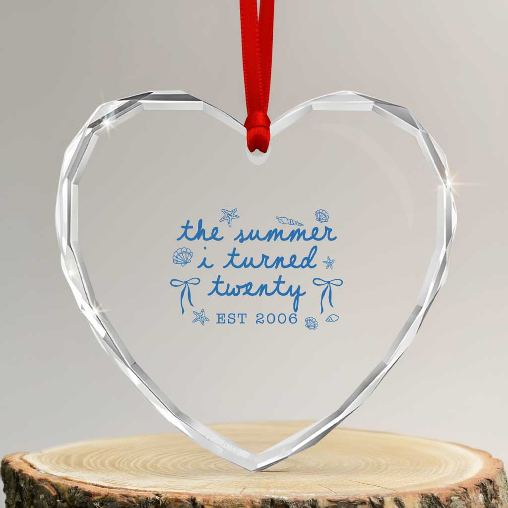 The Summer I Turned Thirty Funny 30th Birthday Est 1996 Heart Crystal Glass Ornament Summer Coastal Birthday Seashell Bow TS11 Transparent Glass 3'' Heart Print Your Wear