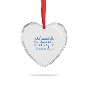 The Summer I Turned Twenty Funny 20th Birthday Est 2006 Heart Crystal Glass Ornament Summer Coastal Birthday Seashell Bow