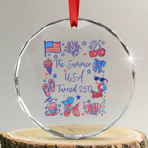 The Summer USA Turned 250 1776 2026 4th of July Crystal Glass Ornament TS11 Transparent Glass 3'' Circle Print Your Wear