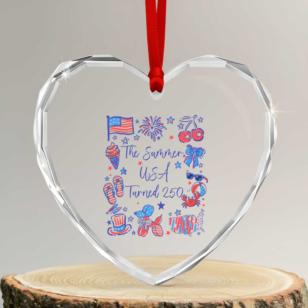 The Summer USA Turned 250 1776 2026 4th of July Heart Crystal Glass Ornament TS11 Transparent Glass 3'' Heart Print Your Wear