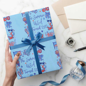 The Summer USA Turned 250 1776 2026 4th of July Wrapping Paper Roll TS11 Light Blue Print Your Wear