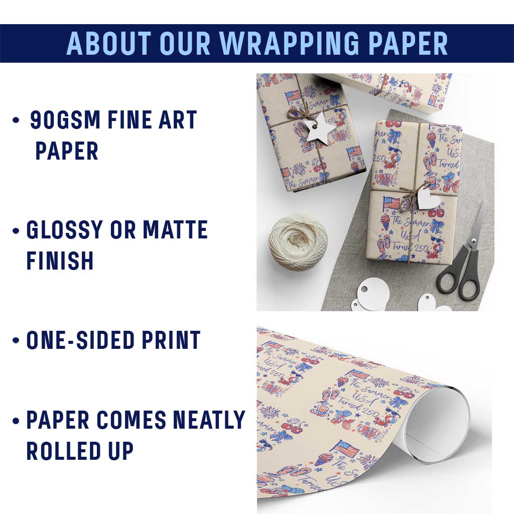 The Summer USA Turned 250 1776 2026 4th of July Wrapping Paper Roll TS11 Print Your Wear