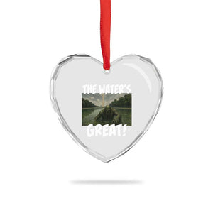The Water is Great Swamp Monster Reflecting Pool Heart Crystal Glass Ornament Funny Washington DC Algae Creature Meme
