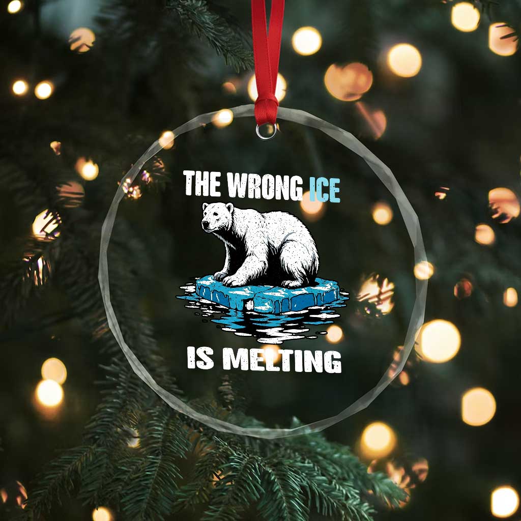 The Wrong Ice is Melting Polar Bear Crystal Glass Ornament Against Ice Environmental Activist Protest TS02 Print Your Wear
