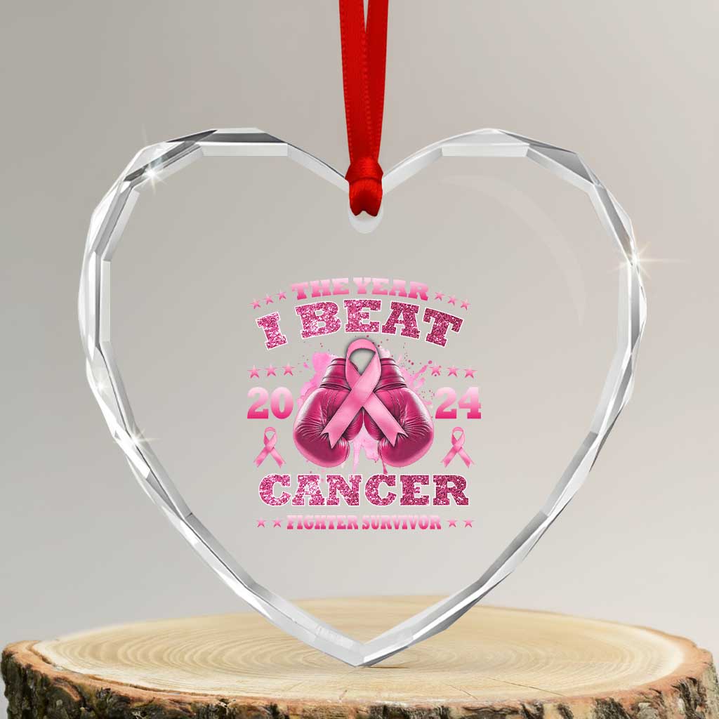 The Year I Beat Cancer Boxing Gloves Fighter Survivor Heart Crystal Glass Ornament TS09 Transparent Glass 3'' Heart Print Your Wear