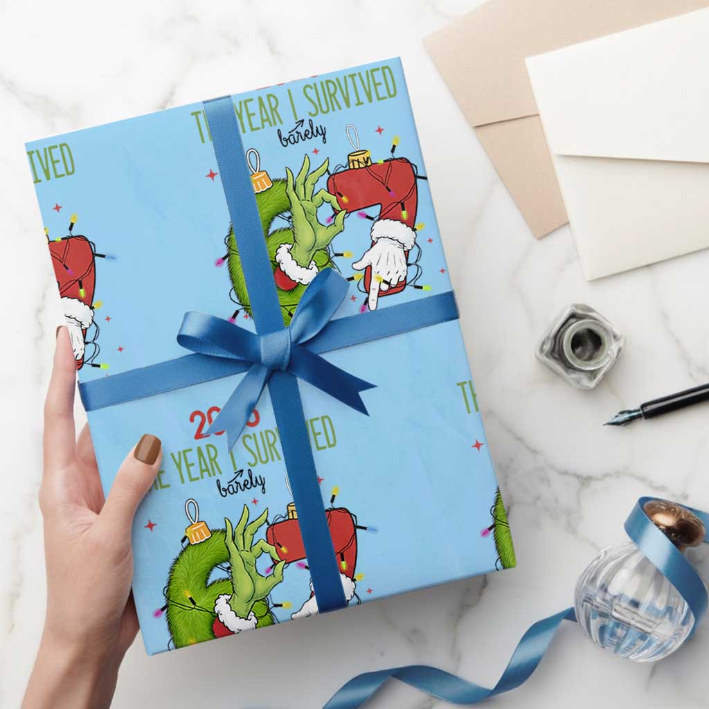 The Year I Survived 67 Six Seven Christmas Meme Wrapping Paper Roll TS14 Light Blue Print Your Wear