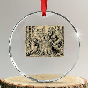 Theodore Roosevelt and Bigfoot Arm Wrestling Retro Crystal Glass Ornament TS11 Transparent Glass 3'' Circle Print Your Wear