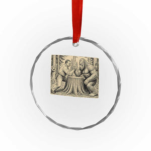 Theodore Roosevelt and Bigfoot Arm Wrestling Retro Crystal Glass Ornament TS11 Print Your Wear