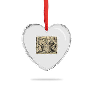 Theodore Roosevelt and Bigfoot Arm Wrestling Retro Heart Crystal Glass Ornament TS11 Print Your Wear