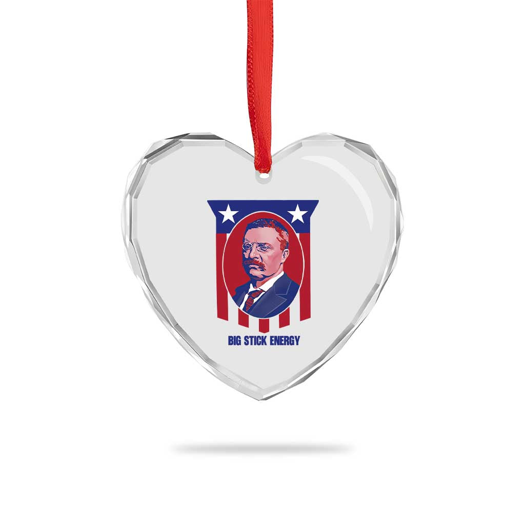 Theodore Roosevelt Patriotic American Flag Heart Crystal Glass Ornament Big Stick Energy President TS14 Print Your Wear