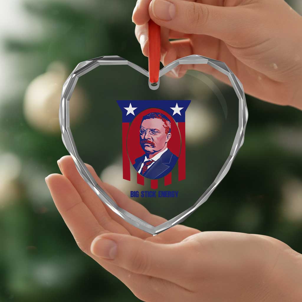 Theodore Roosevelt Patriotic American Flag Heart Crystal Glass Ornament Big Stick Energy President TS14 Print Your Wear