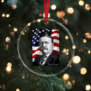 Theodore Roosevelt Patriotic American Flag President Crystal Glass Ornament TS14 Print Your Wear