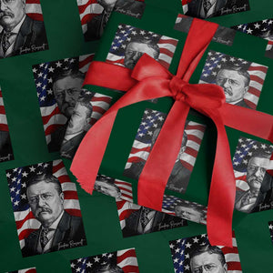 Theodore Roosevelt Patriotic American Flag President Wrapping Paper Roll TS14 Green Print Your Wear