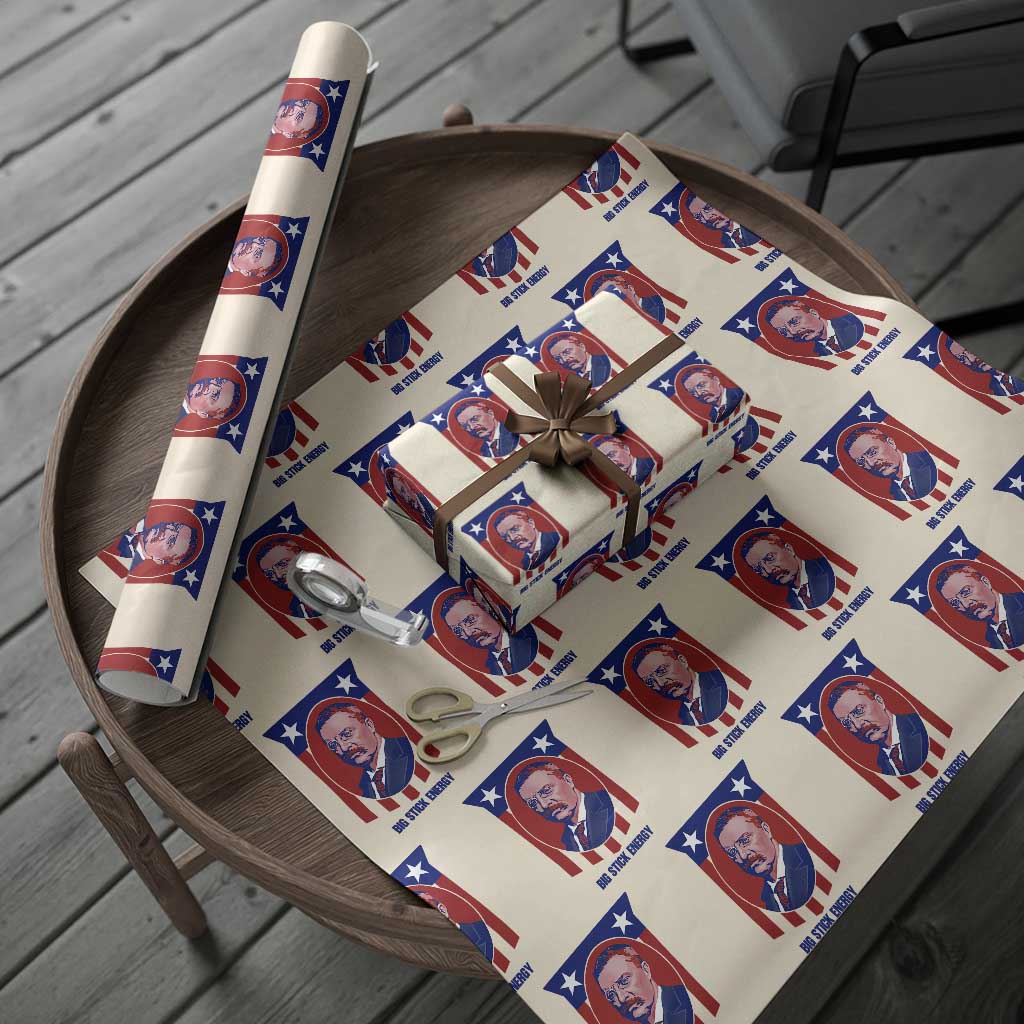Theodore Roosevelt Patriotic American Flag Wrapping Paper Roll Big Stick Energy President TS14 Beige Print Your Wear