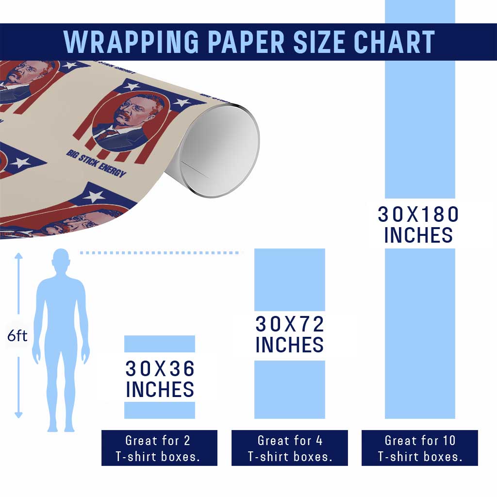 Theodore Roosevelt Patriotic American Flag Wrapping Paper Roll Big Stick Energy President TS14 Print Your Wear