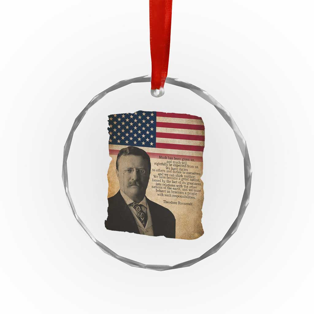 Theodore Roosevelt Quote Crystal Glass Ornament American President History TS14 Print Your Wear