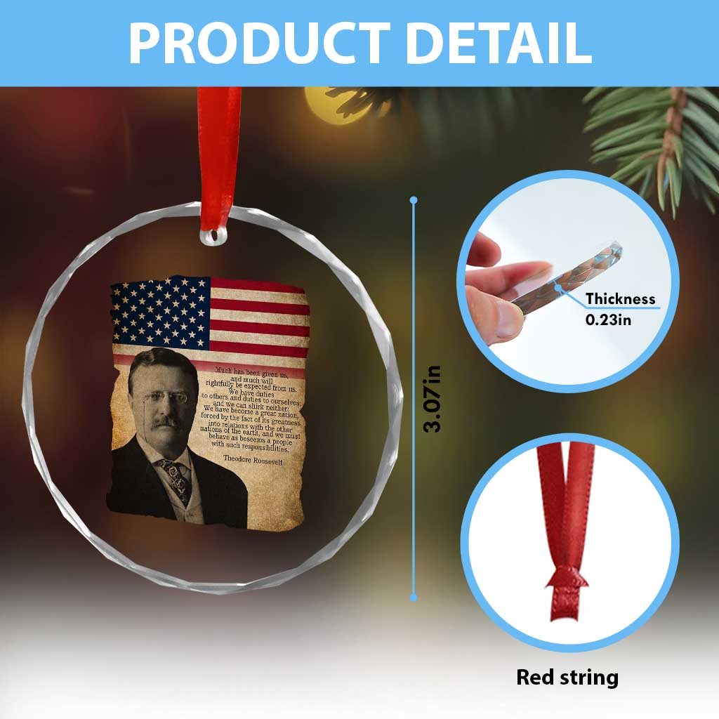 Theodore Roosevelt Quote Crystal Glass Ornament American President History TS14 Print Your Wear
