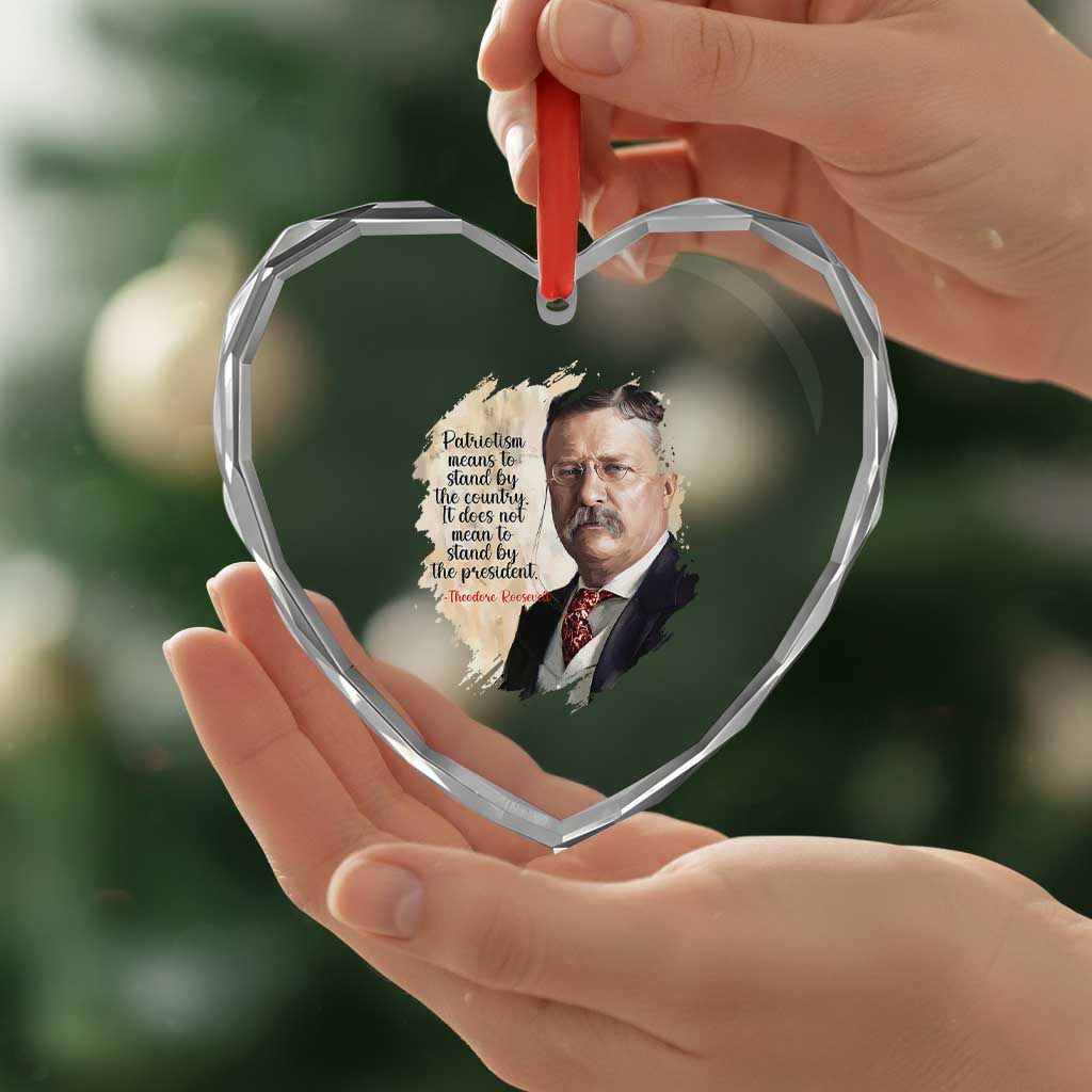 Theodore Roosevelt Quote Heart Crystal Glass Ornament American History Presidents Day TS14 Print Your Wear