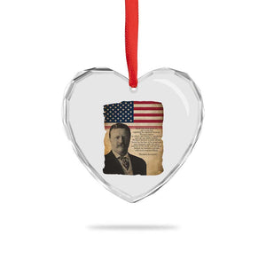Theodore Roosevelt Quote Heart Crystal Glass Ornament American President History TS14 Print Your Wear
