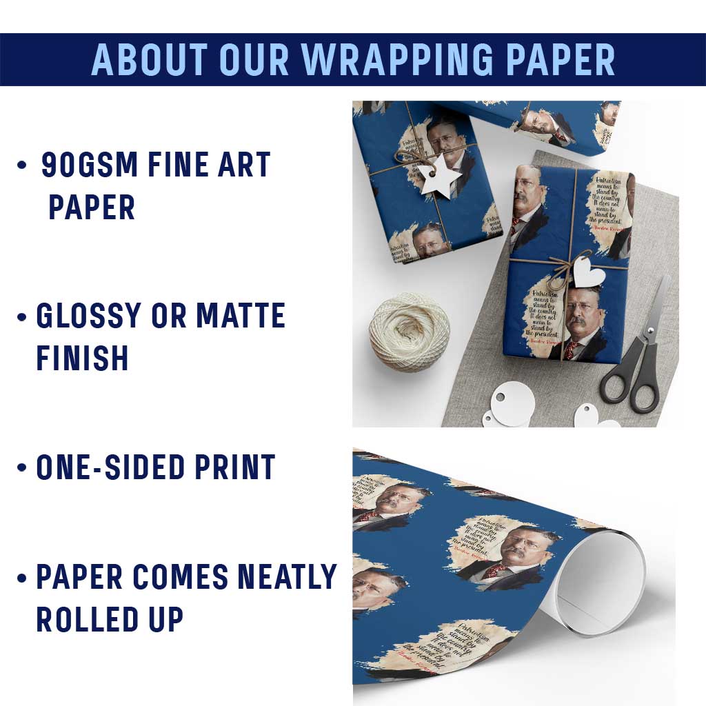 Theodore Roosevelt Quote Wrapping Paper Roll American History Presidents Day TS14 Print Your Wear