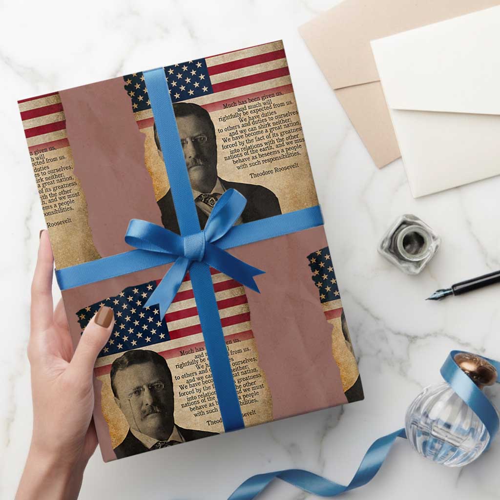 Theodore Roosevelt Quote Wrapping Paper Roll American President History TS14 Mocha Print Your Wear