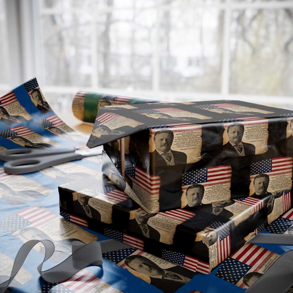 Theodore Roosevelt Quote Wrapping Paper Roll American President History TS14 Black Print Your Wear