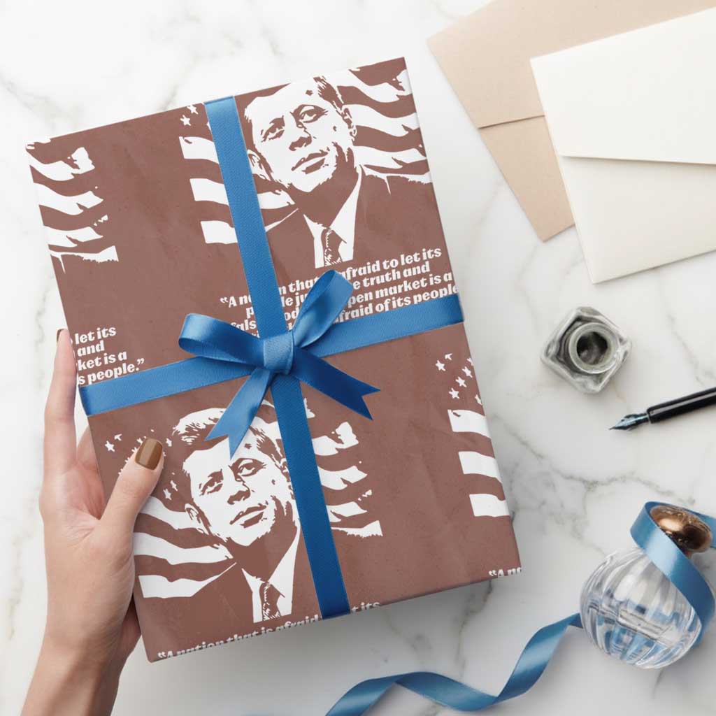 Theodore Roosevelt Quote Wrapping Paper Roll Patriotic American Flag Presidents Day TS14 Mocha Print Your Wear