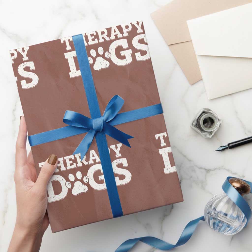Therapy Dog Wrapping Paper Roll Classic Retro Varsity Vintage Pet Partners TS10 Mocha Print Your Wear