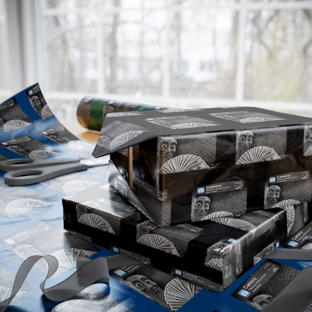 There is Motion at Your Front Door Wrapping Paper Roll Tung Tung Tung Sahur Italian Brainrot Meme TS14 Black Print Your Wear