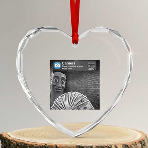 There is Motion at Your Front Door Heart Crystal Glass Ornament Tung Tung Tung Sahur Italian Brainrot Meme TS14 Transparent Glass 3'' Heart Print Your Wear