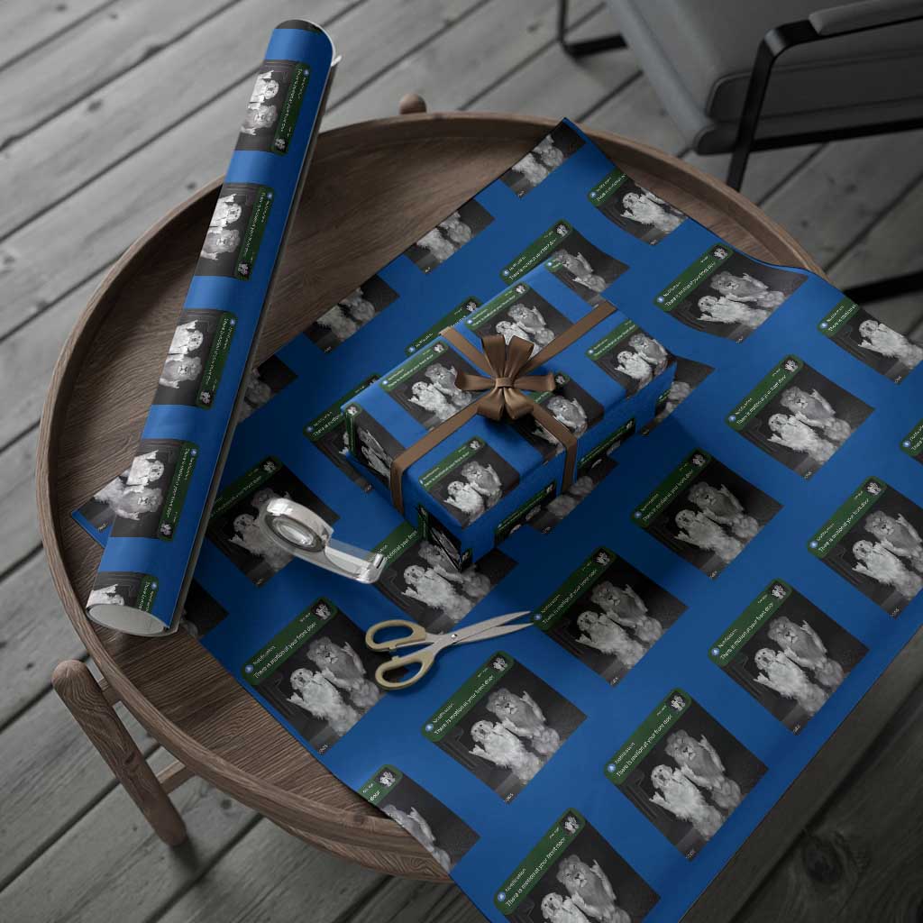 There is Motion at Your Front Door Wrapping Paper Roll Funny Golden Retriever Dog And Lion Motion Meme TS10 Blue Print Your Wear