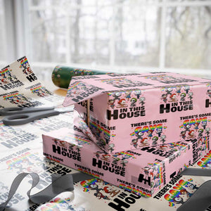 There's Some Gays in This House Wrapping Paper Roll Funny LGBTQ+ Horror Character Pride Mashup TS02 Light Pink Print Your Wear