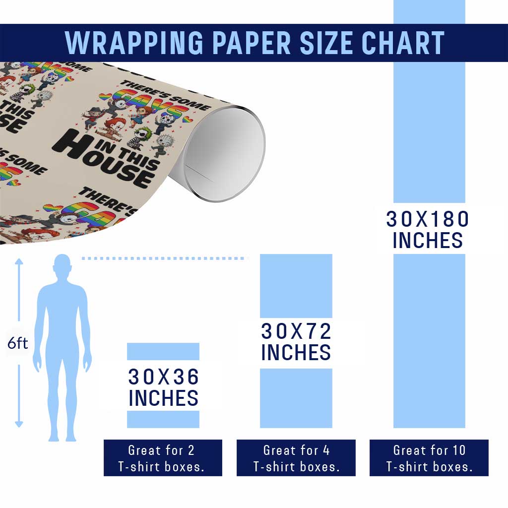 There's Some Gays in This House Wrapping Paper Roll Funny LGBTQ+ Horror Character Pride Mashup TS02 Print Your Wear