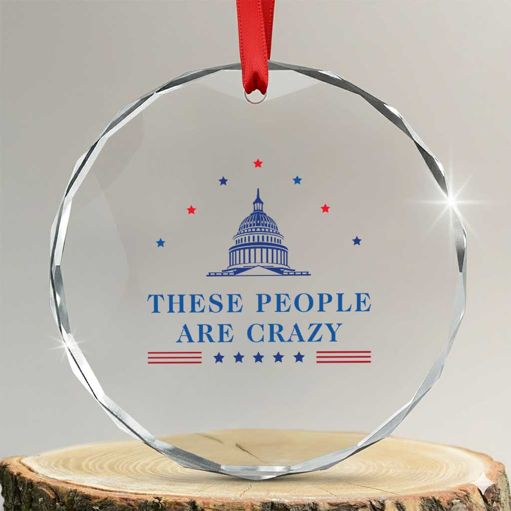 These People Are Crazy Capitol Political Humor Crystal Glass Ornament Funny Government Politics TS02 Transparent Glass 3'' Circle Print Your Wear