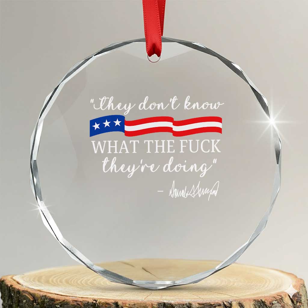 They Dont Know WTF They Are Doing Crystal Glass Ornament Red White Blue TS02 Transparent Glass 3'' Circle Print Your Wear