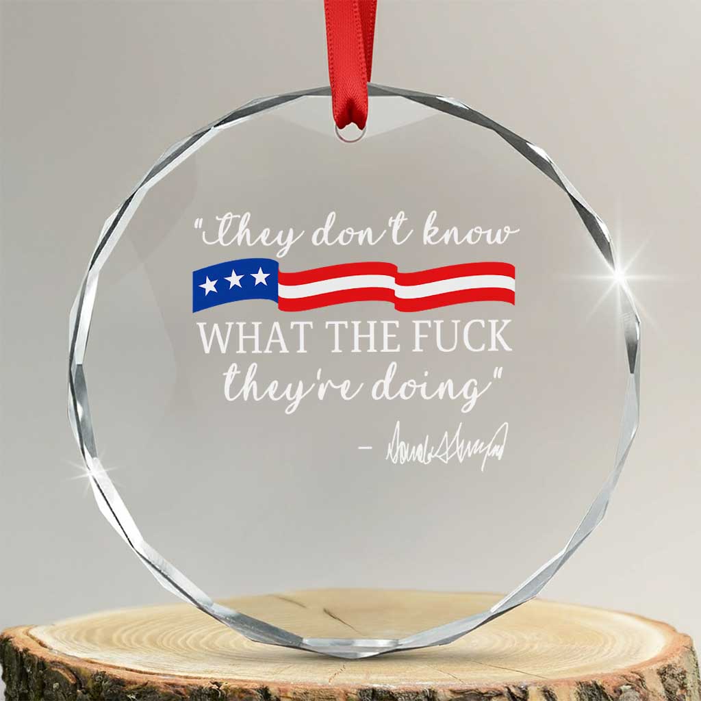 They Dont Know WTF They Are Doing Crystal Glass Ornament Red White Blue TS02 Transparent Glass 3'' Circle Print Your Wear