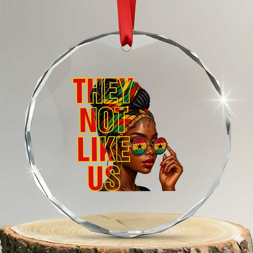 They Not Like Us Afro Queen Crystal Glass Ornament Melanin Magic Woman witth Headwrap and Sunglasses TS02 Transparent Glass 3'' Circle Print Your Wear