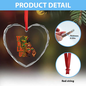 They Not Like Us Afro Queen Heart Crystal Glass Ornament Melanin Magic Woman witth Headwrap and Sunglasses TS02 Print Your Wear
