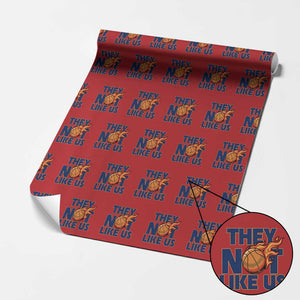 They Not Like Us Basketball Wrapping Paper Roll Fierce Flame Ball Graphic for Hooops Fans TS02 Red Print Your Wear