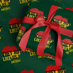 They Not Like Us Juneteenth 1865 Wrapping Paper Roll Afrocentric Africa Map Black Pride TS02 Green Print Your Wear