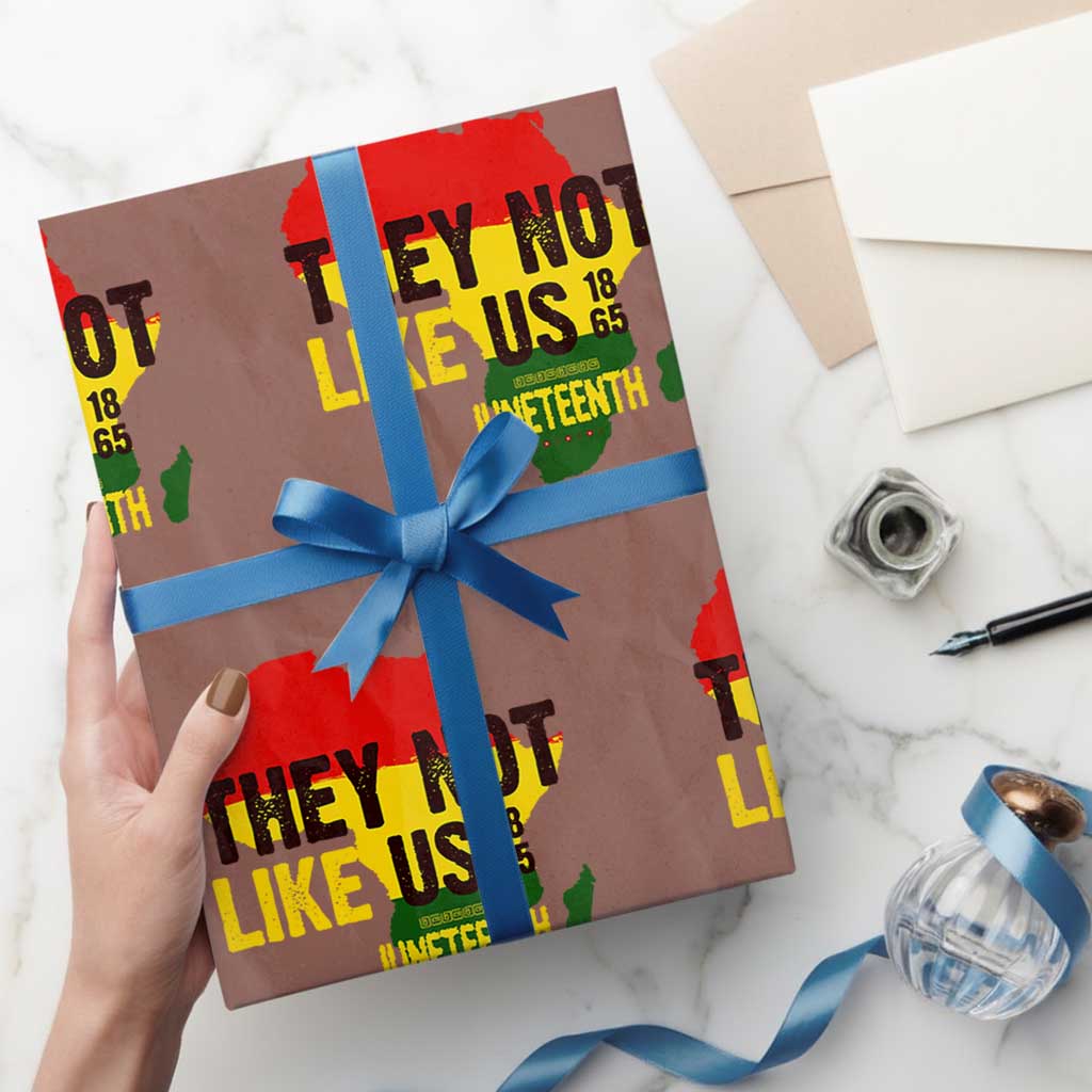 They Not Like Us Juneteenth 1865 Wrapping Paper Roll Afrocentric Africa Map Black Pride TS02 Mocha Print Your Wear