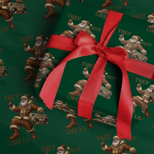 They Not Like Us Wrapping Paper Roll Funny Christmas Black Santa Claus TS12 Green Print Your Wear
