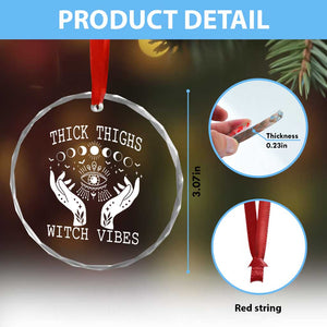 Thick Thighs Witch Vibes Crystal Glass Ornament Celestial Witchcraft Moon Phases TS02 Print Your Wear