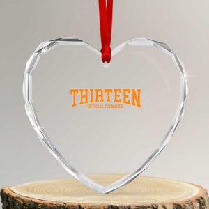 Thirteen Official Teenager Heart Crystal Glass Ornament Vintage Retro Varsity 13th Birthday Gift Teen Girl TS10 Transparent Glass 3'' Heart Print Your Wear