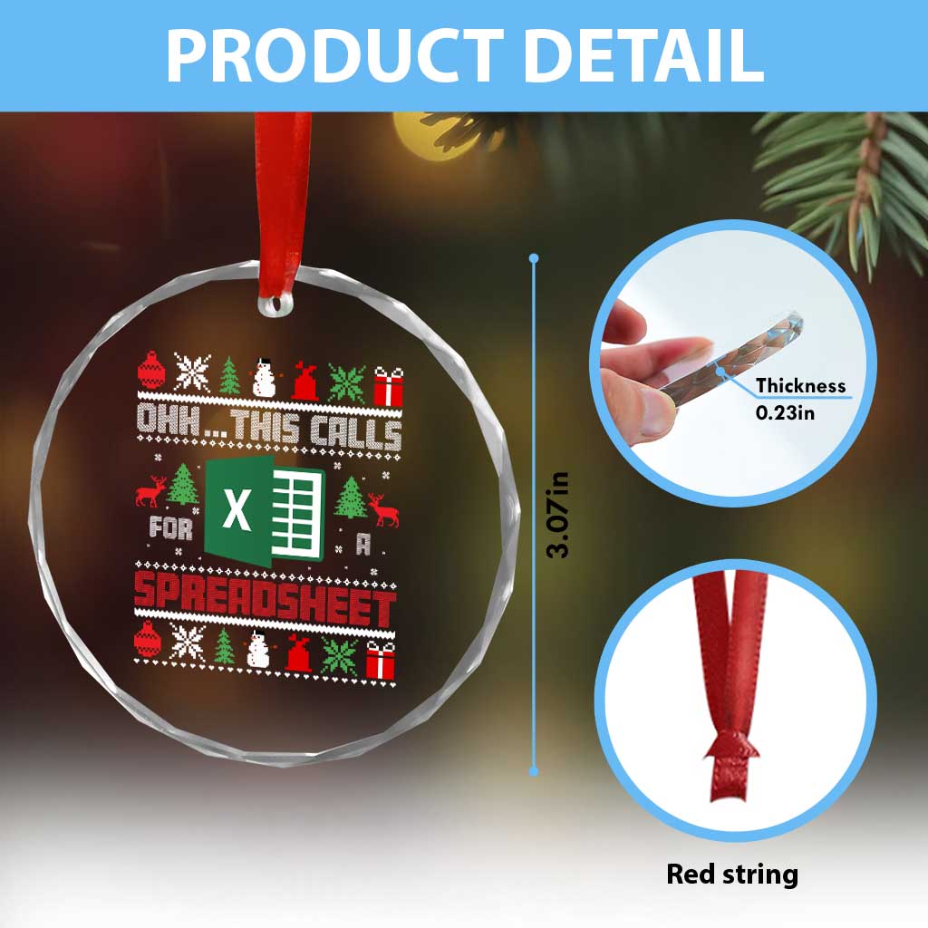 This Calls for a Spreadsheet Christmas Crystal Glass Ornament Funny Excel Xmas Gift for Data Nerds Accountants TS02 Print Your Wear