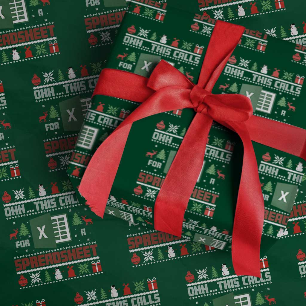This Calls for a Spreadsheet Christmas Wrapping Paper Roll Funny Excel Xmas Gift for Data Nerds Accountants TS02 Green Print Your Wear
