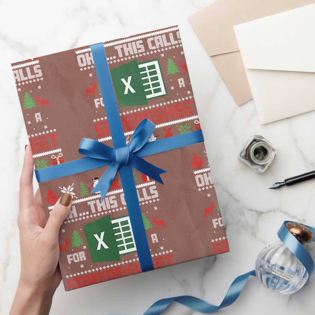 This Calls for a Spreadsheet Christmas Wrapping Paper Roll Funny Excel Xmas Gift for Data Nerds Accountants TS02 Mocha Print Your Wear