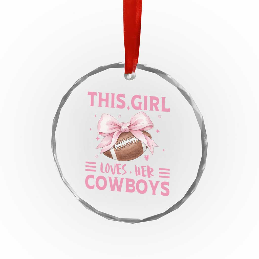 This Girl Loves Her Cowboy Crystal Glass Ornament Pink Bow FF Gift TS12 Print Your Wear